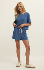 Curran Knit Denim Cropped Sweatshirt