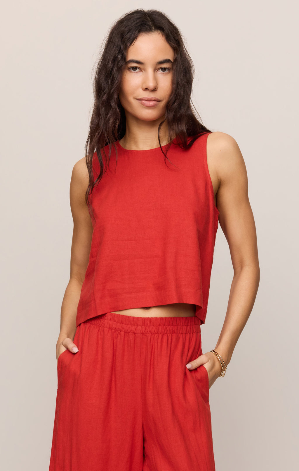 Sloane Linen Cropped Tank