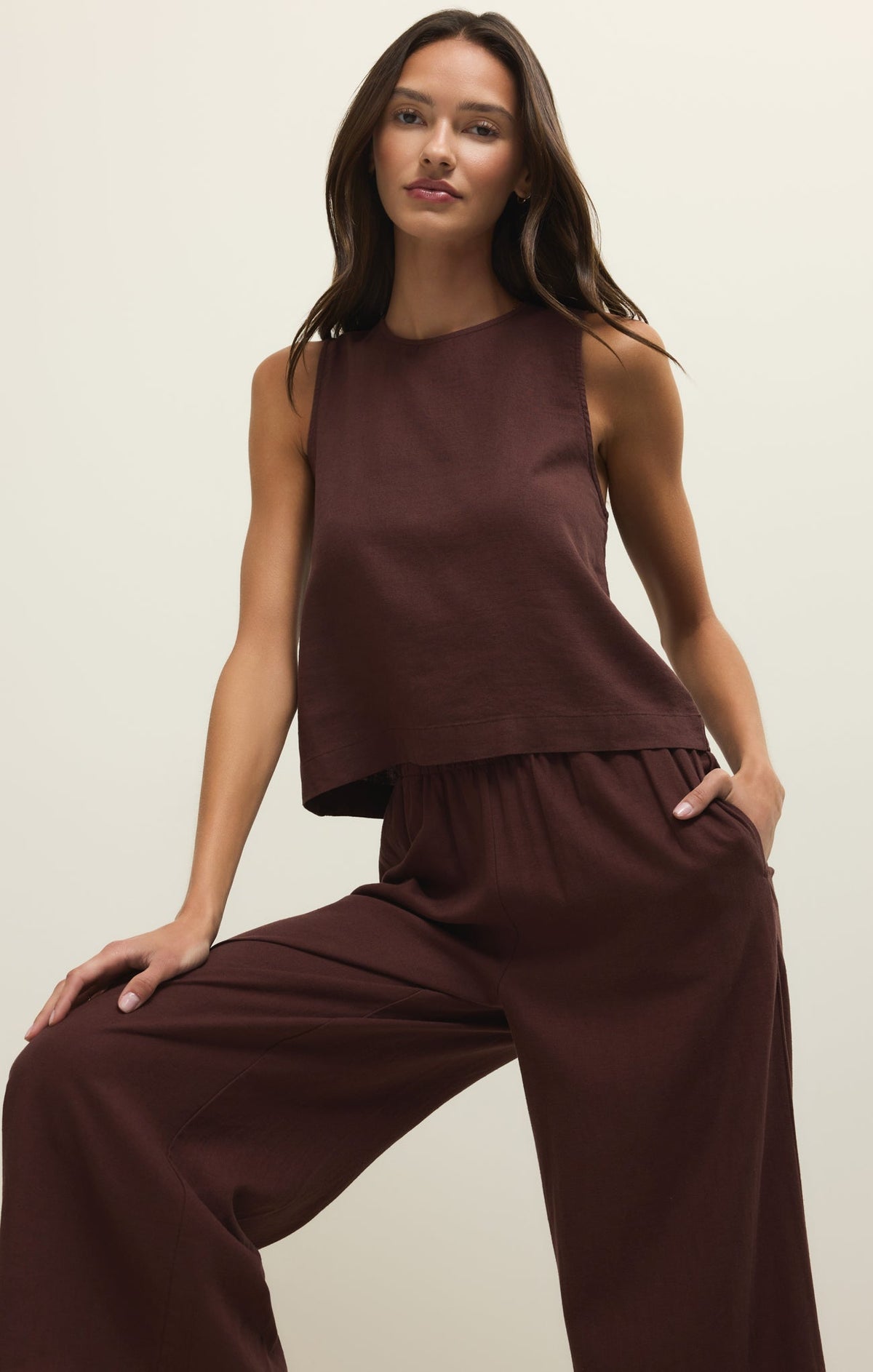 Sloane Linen Cropped Tank