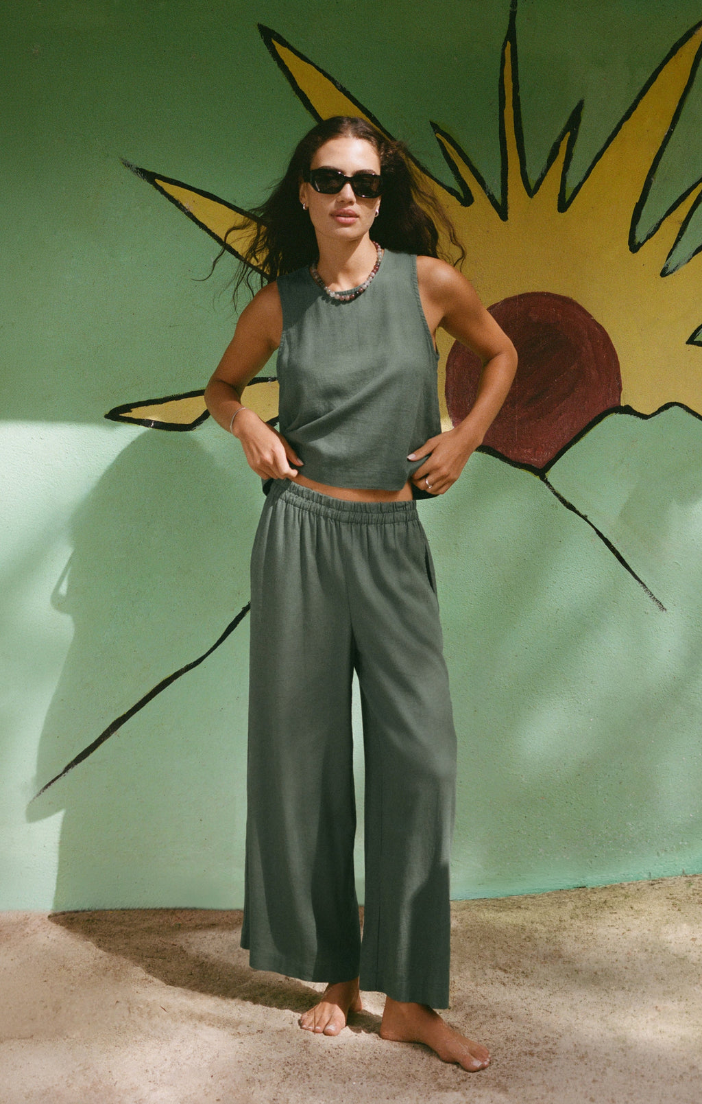 Sloane Linen Cropped Tank