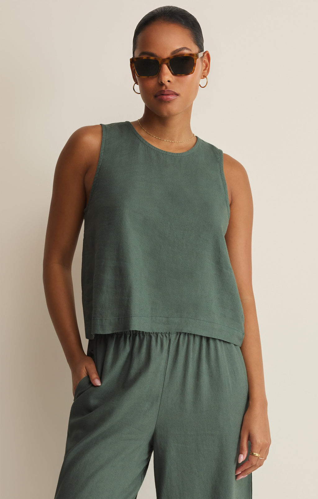 Sloane Linen Cropped Tank