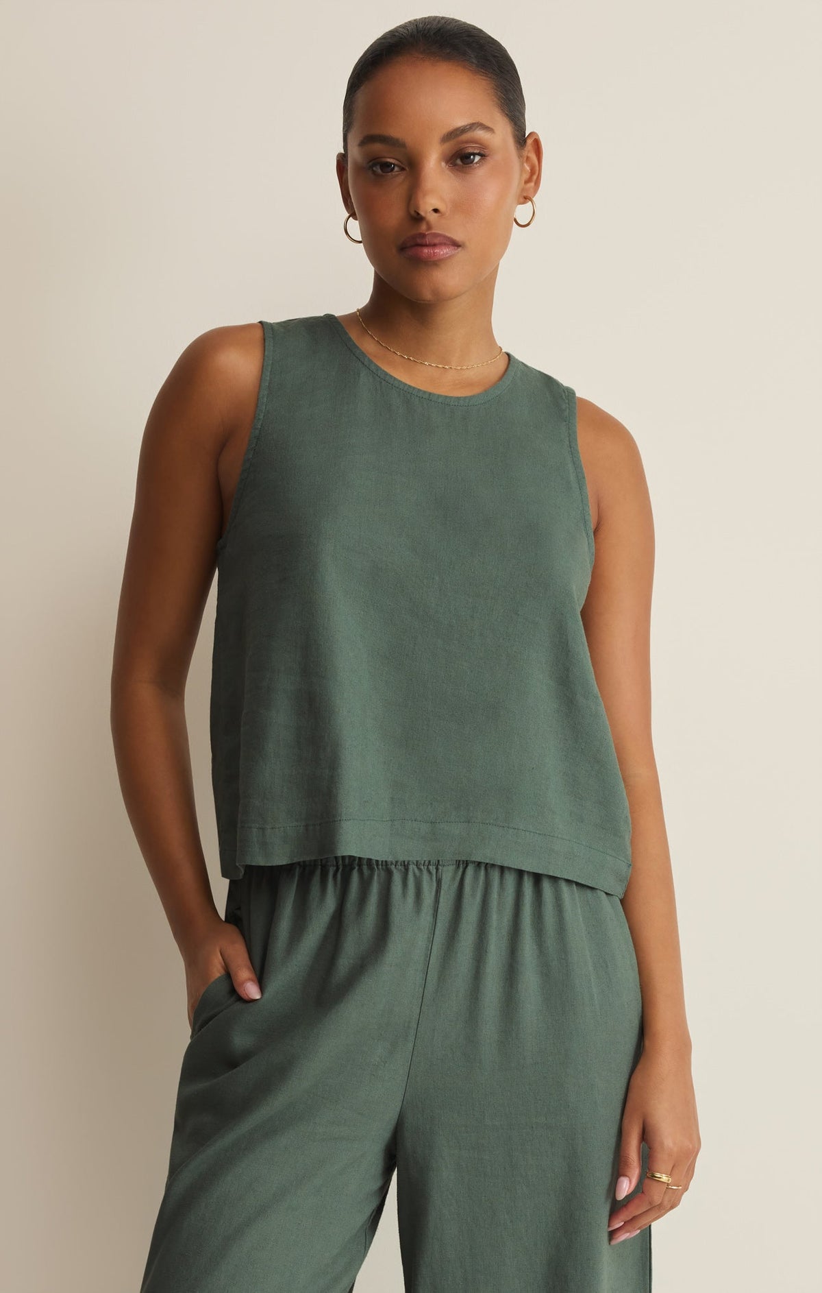 Sloane Linen Cropped Tank