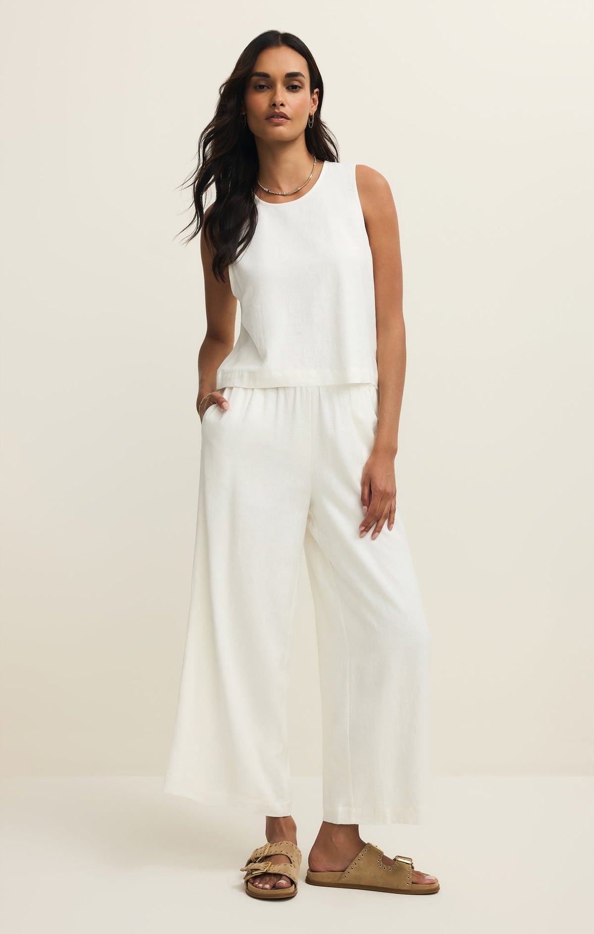 Sloane Linen Cropped Tank