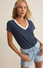 Modern Contrast V-Neck Tee
