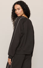 Sport Stripe Boyfriend Knit Terry Sweatshirt