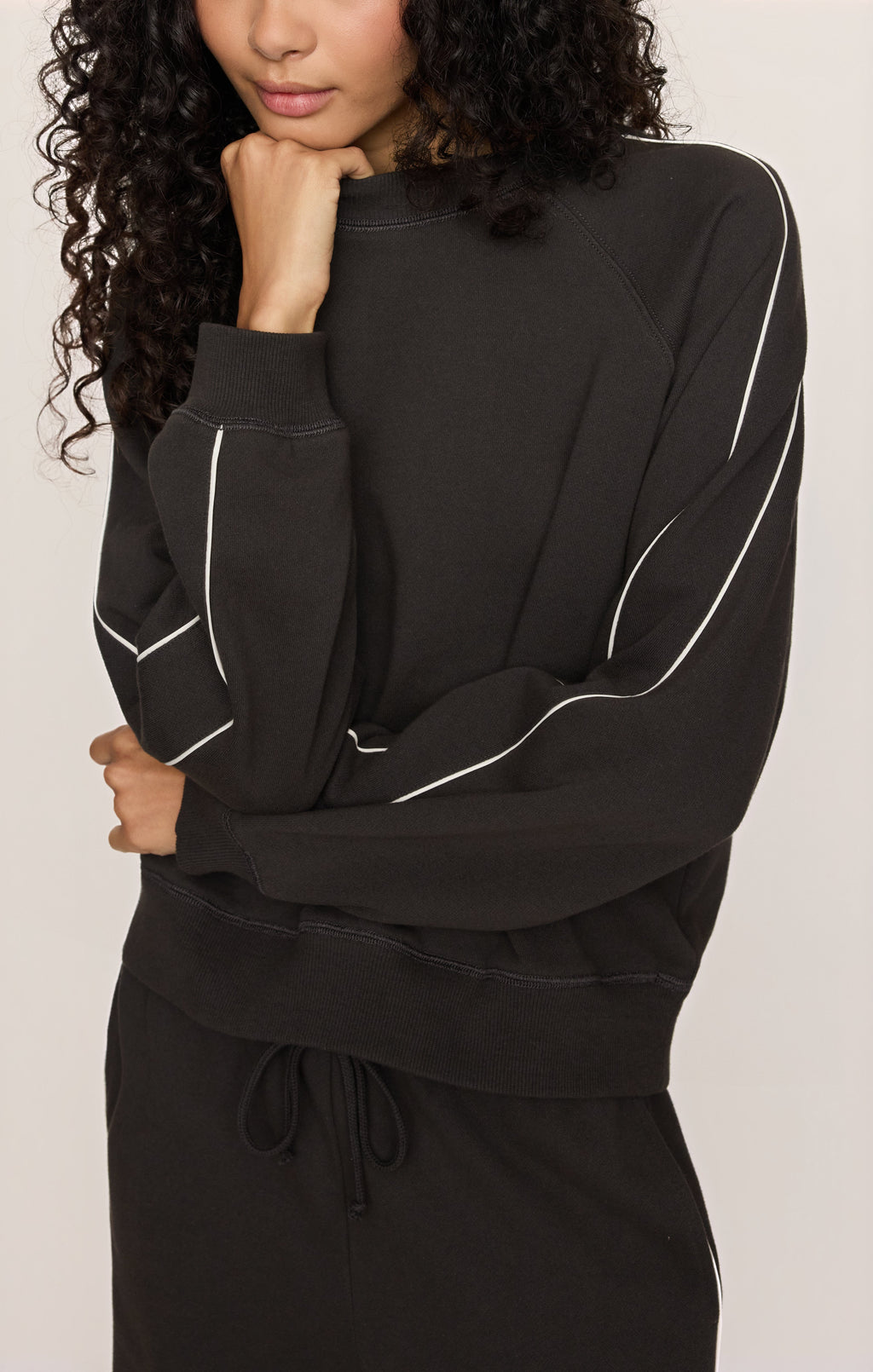Sport Stripe Boyfriend Knit Terry Sweatshirt