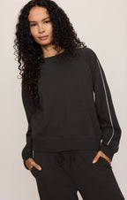 Sport Stripe Boyfriend Knit Terry Sweatshirt