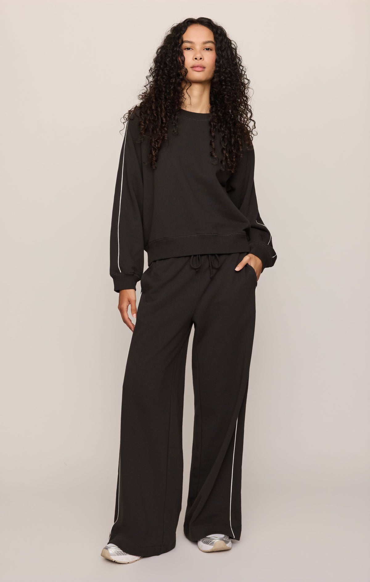 Sport Stripe Boyfriend Knit Terry Sweatshirt