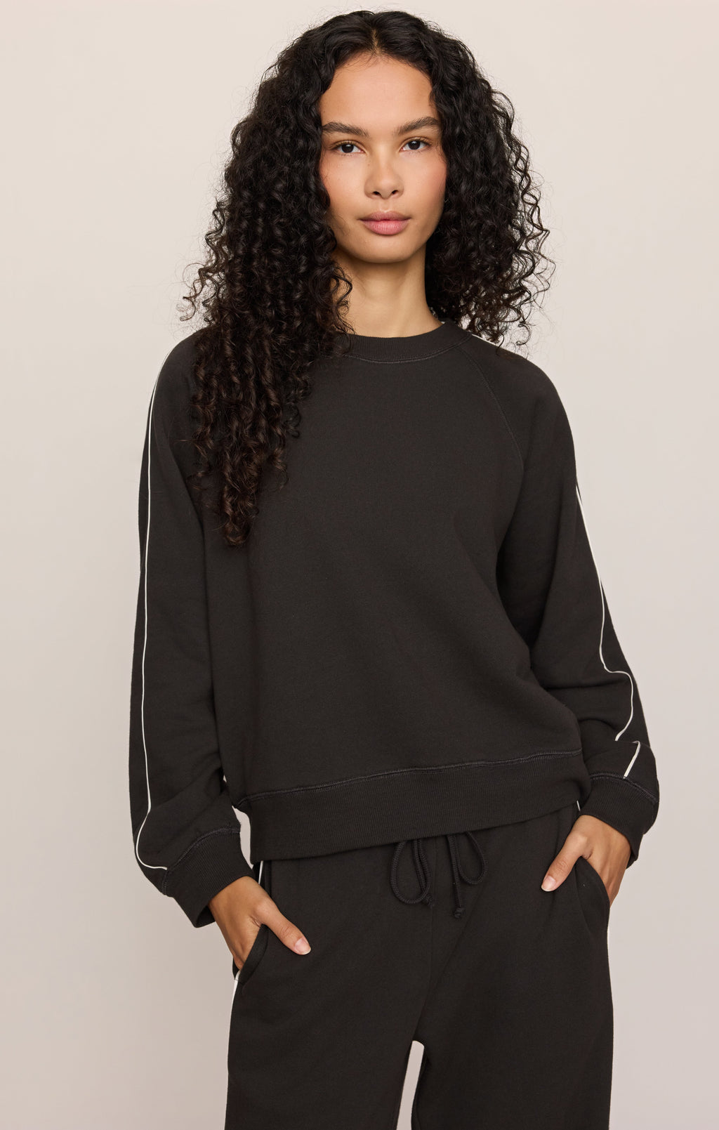 Sport Stripe Boyfriend Knit Terry Sweatshirt
