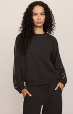Sport Stripe Boyfriend Knit Terry Sweatshirt