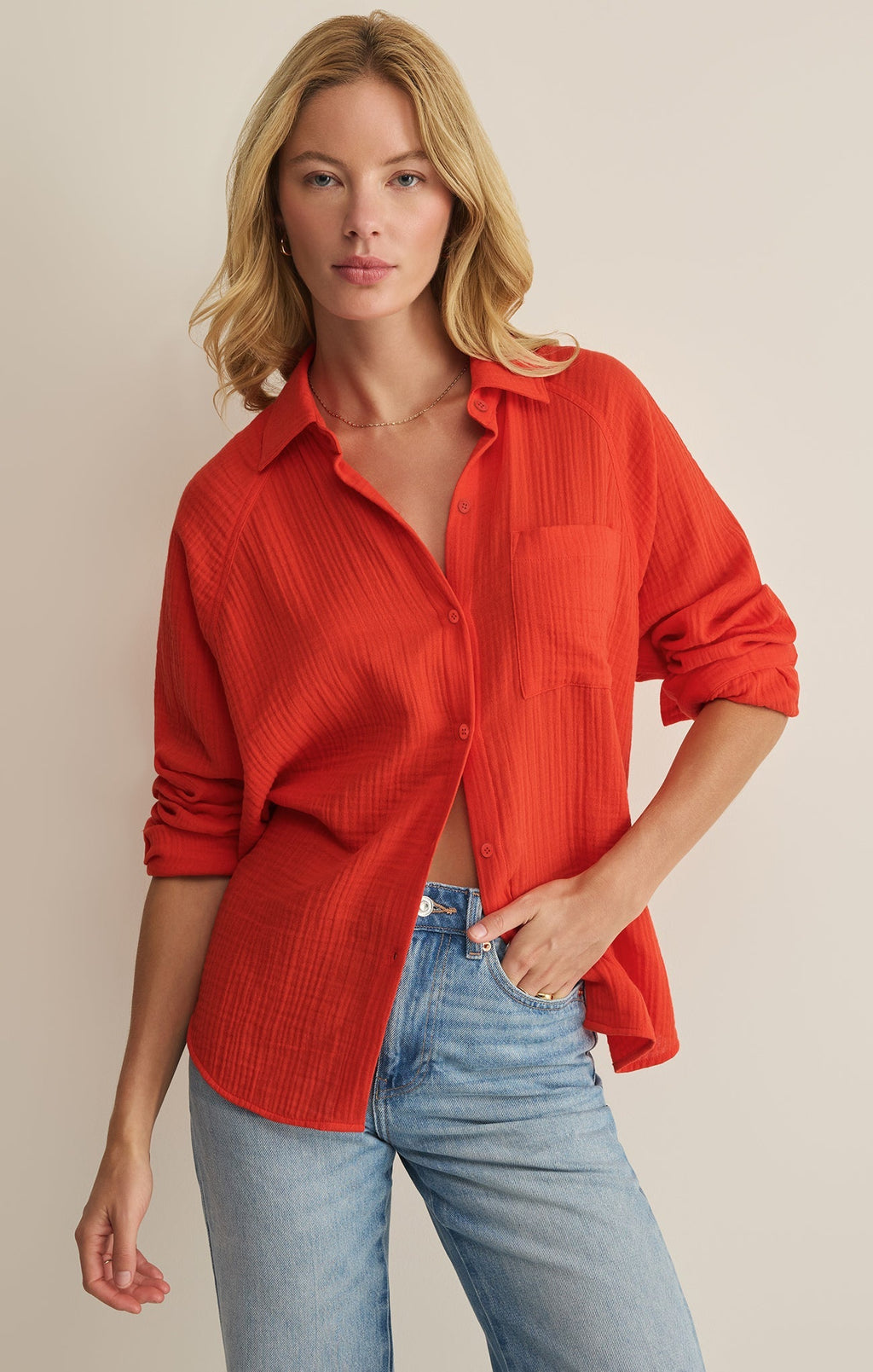 The Perfect Airy Gauze Button Up