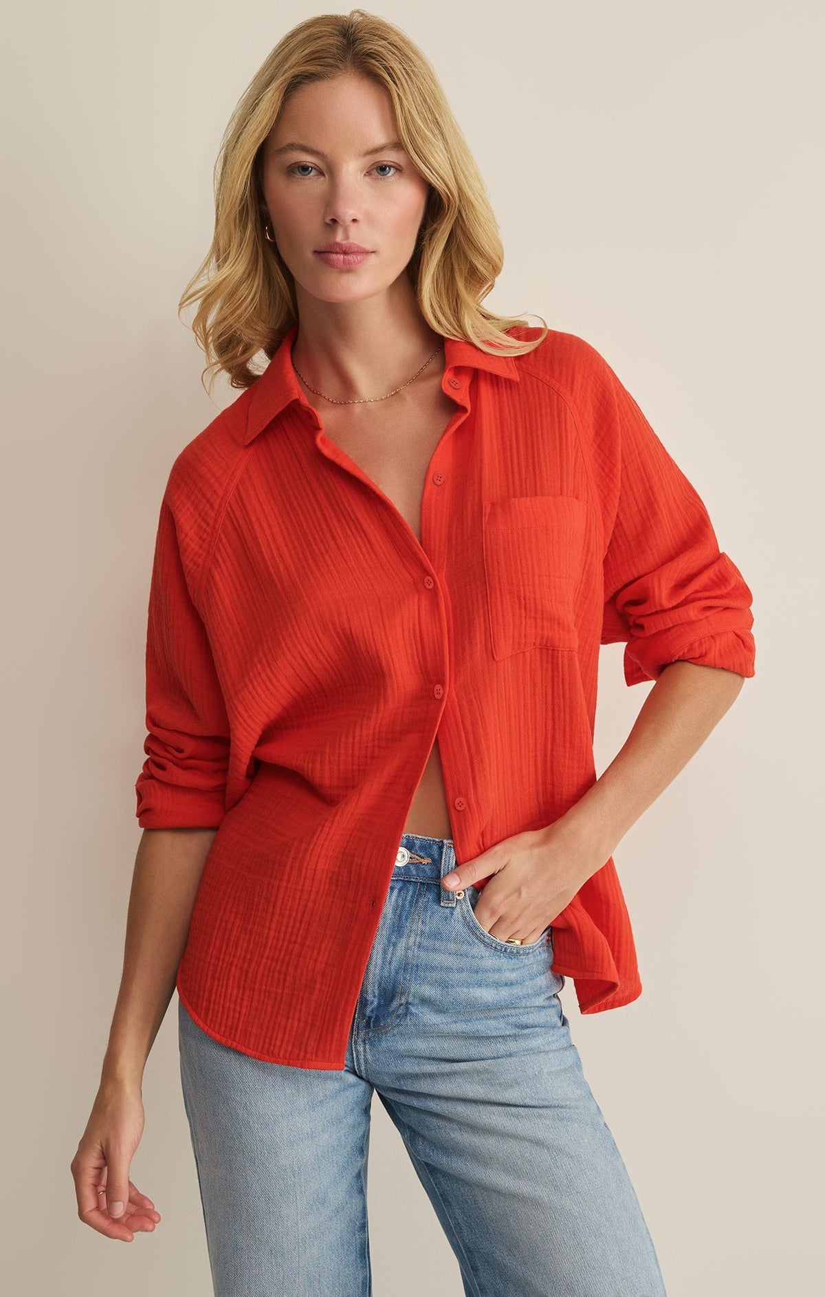 The Perfect Airy Gauze Button Up
