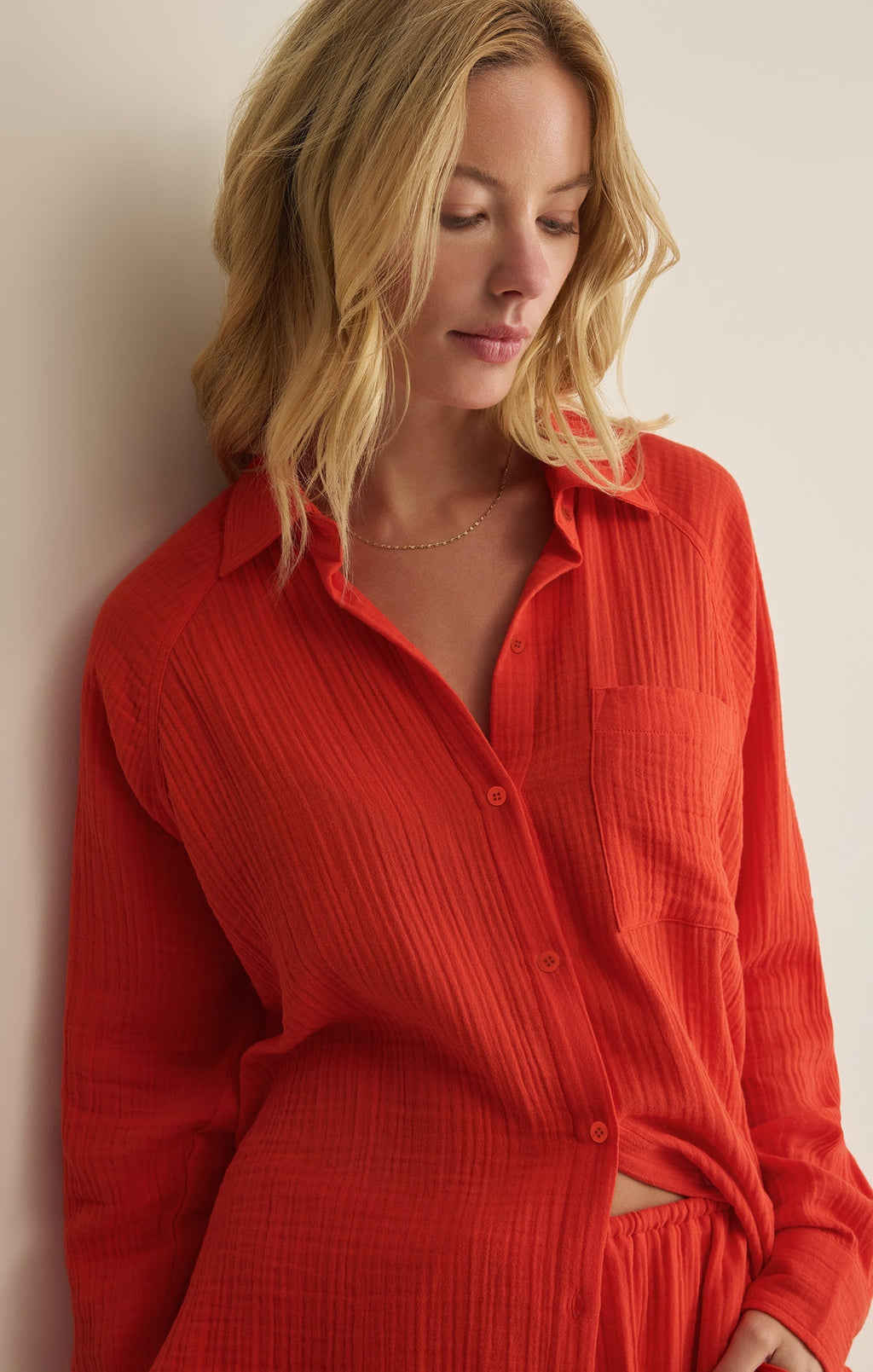 The Perfect Airy Gauze Button Up