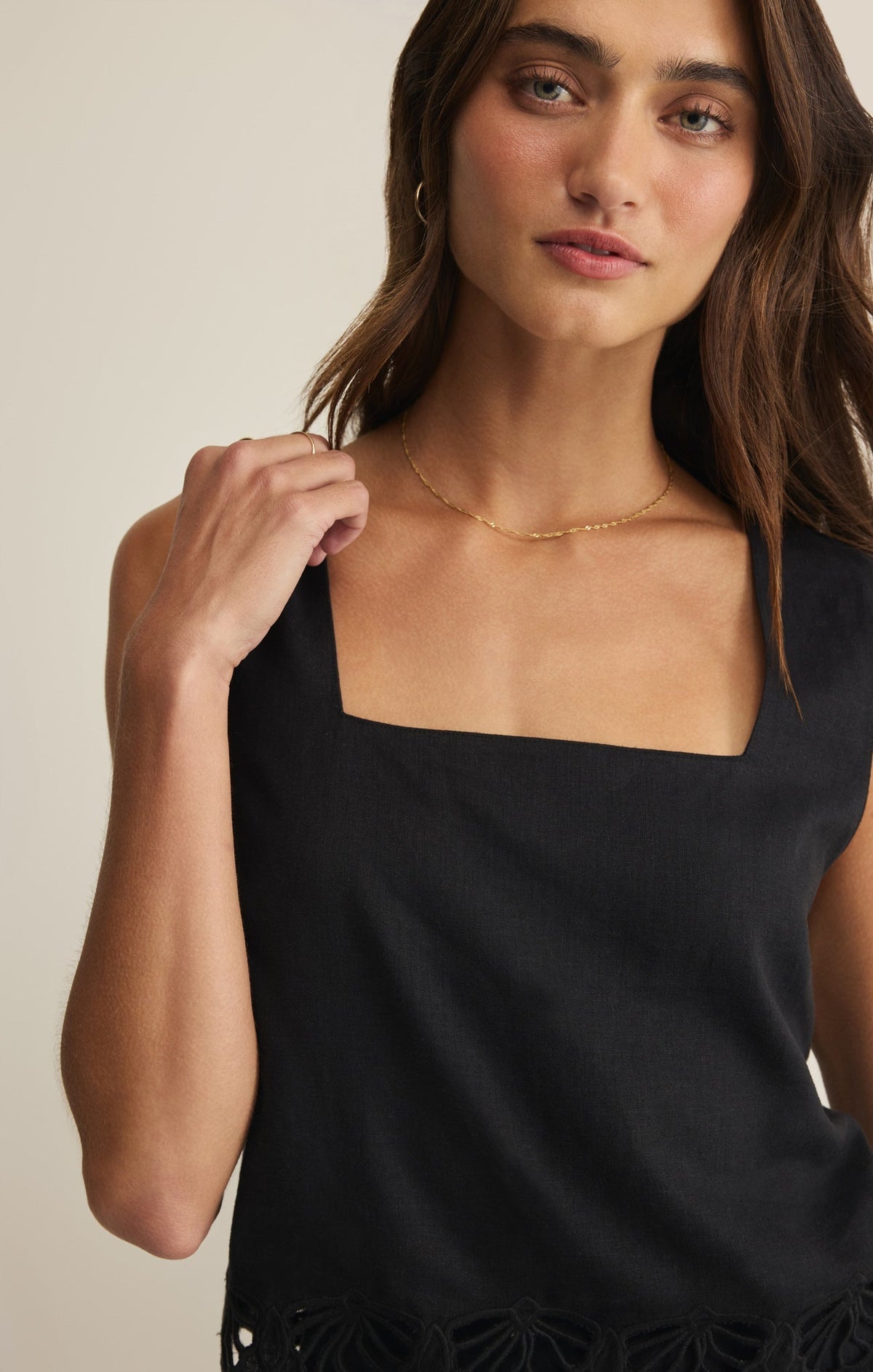 Charlene Embroidered Linen Top