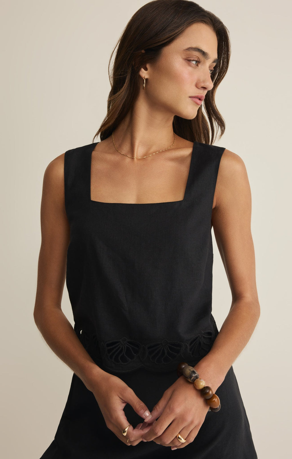 Charlene Embroidered Linen Top