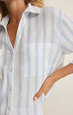Helena Striped Airy Gauze Button Up