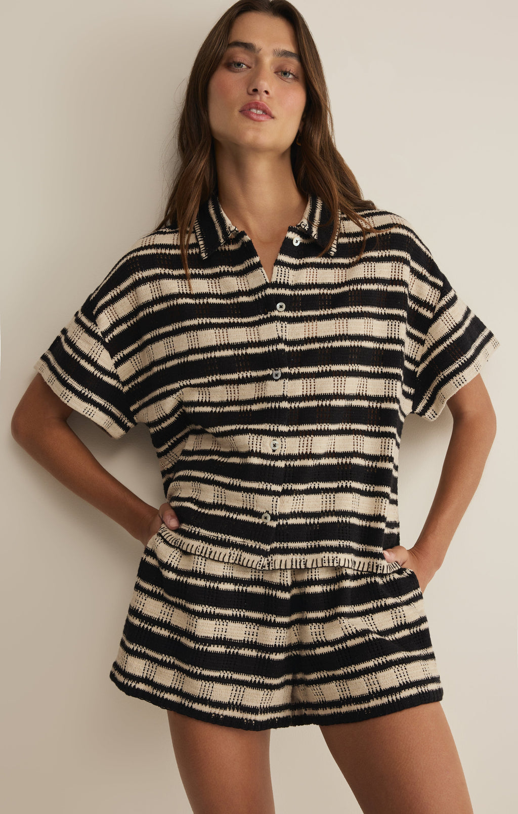 Monaco Stripe Button Up