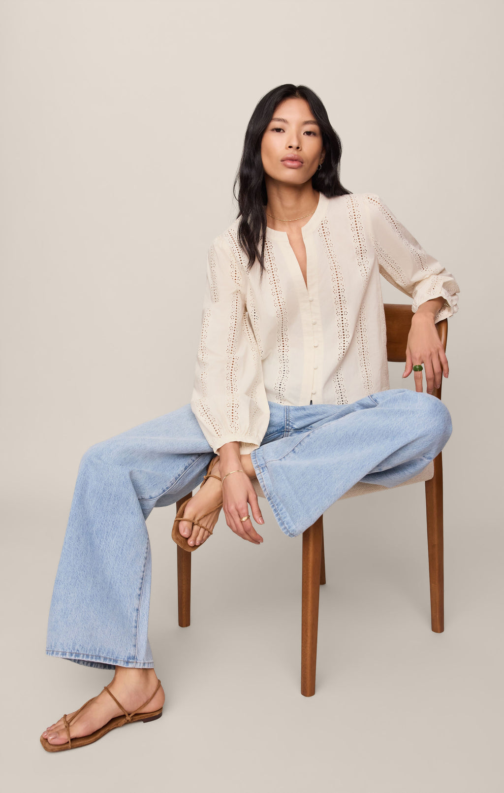 Louella Embroidered Button Up Top