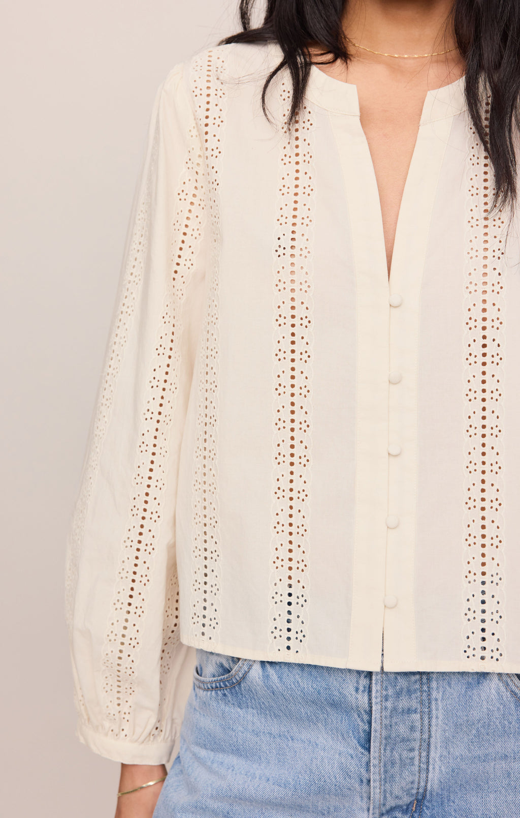 Louella Embroidered Button Up Top