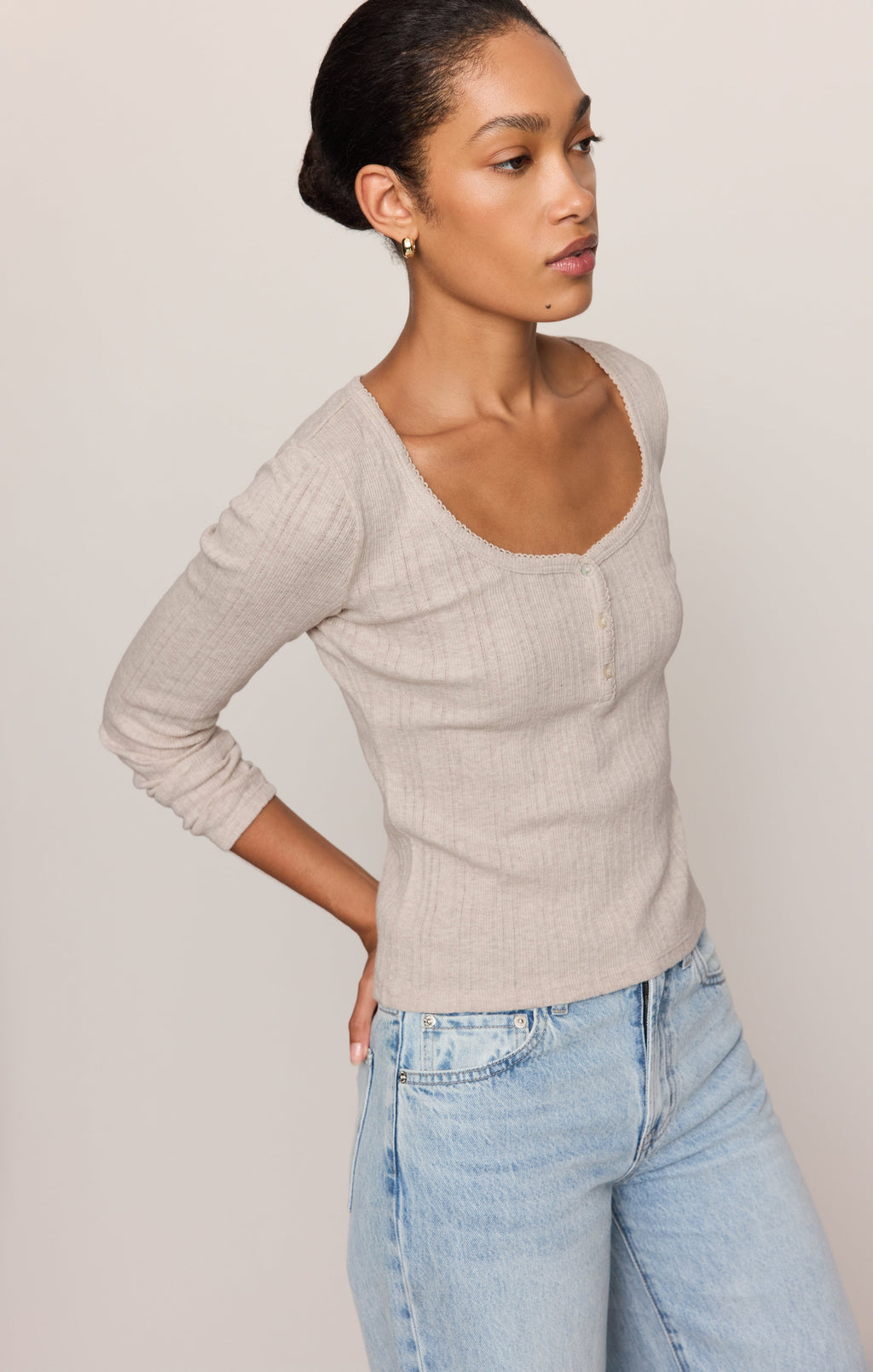 Audri Pointelle Henley Top