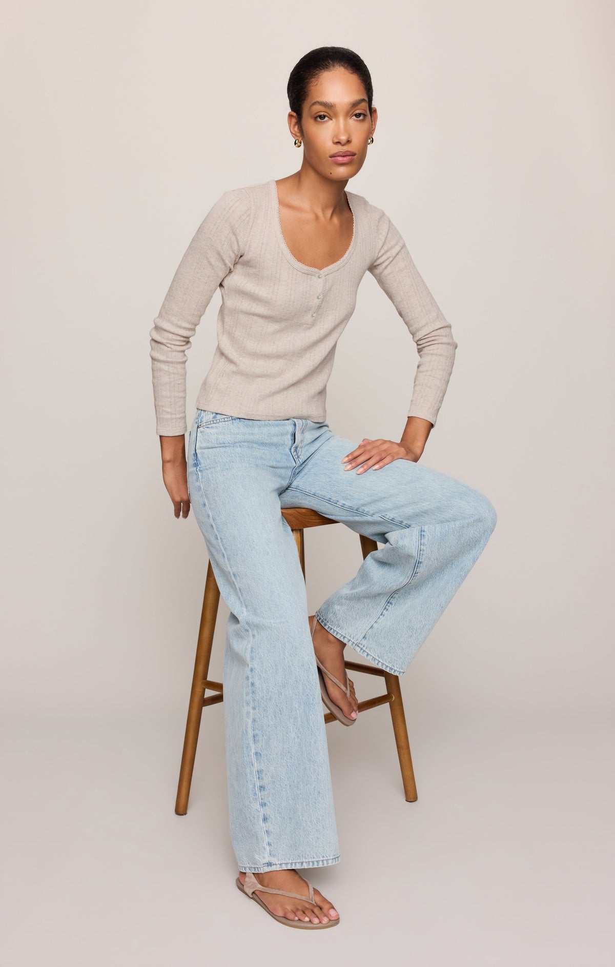 Audri Pointelle Henley Top