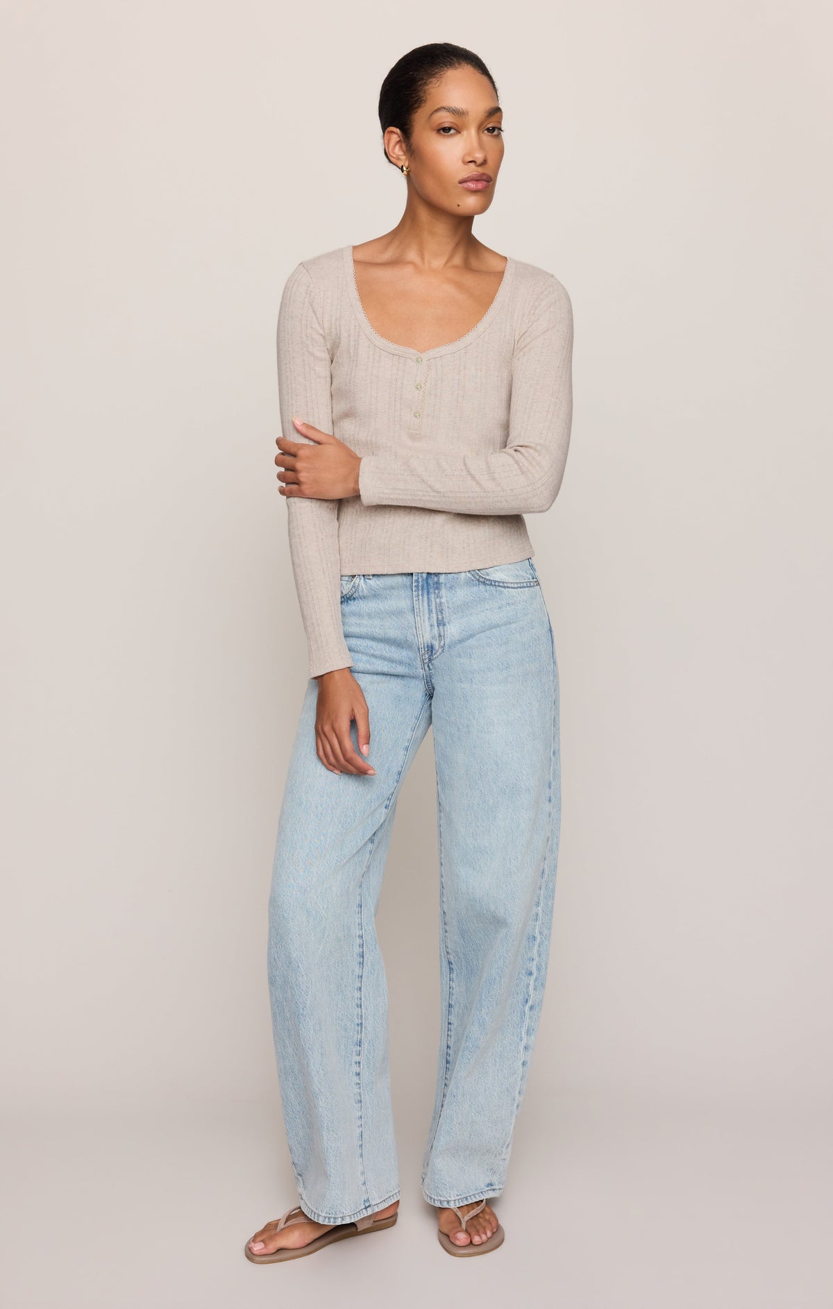 Audri Pointelle Henley Top