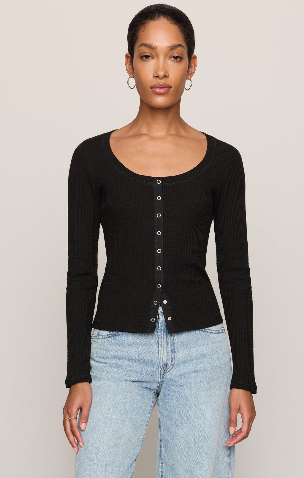 Albany Waffle Snap Front Top