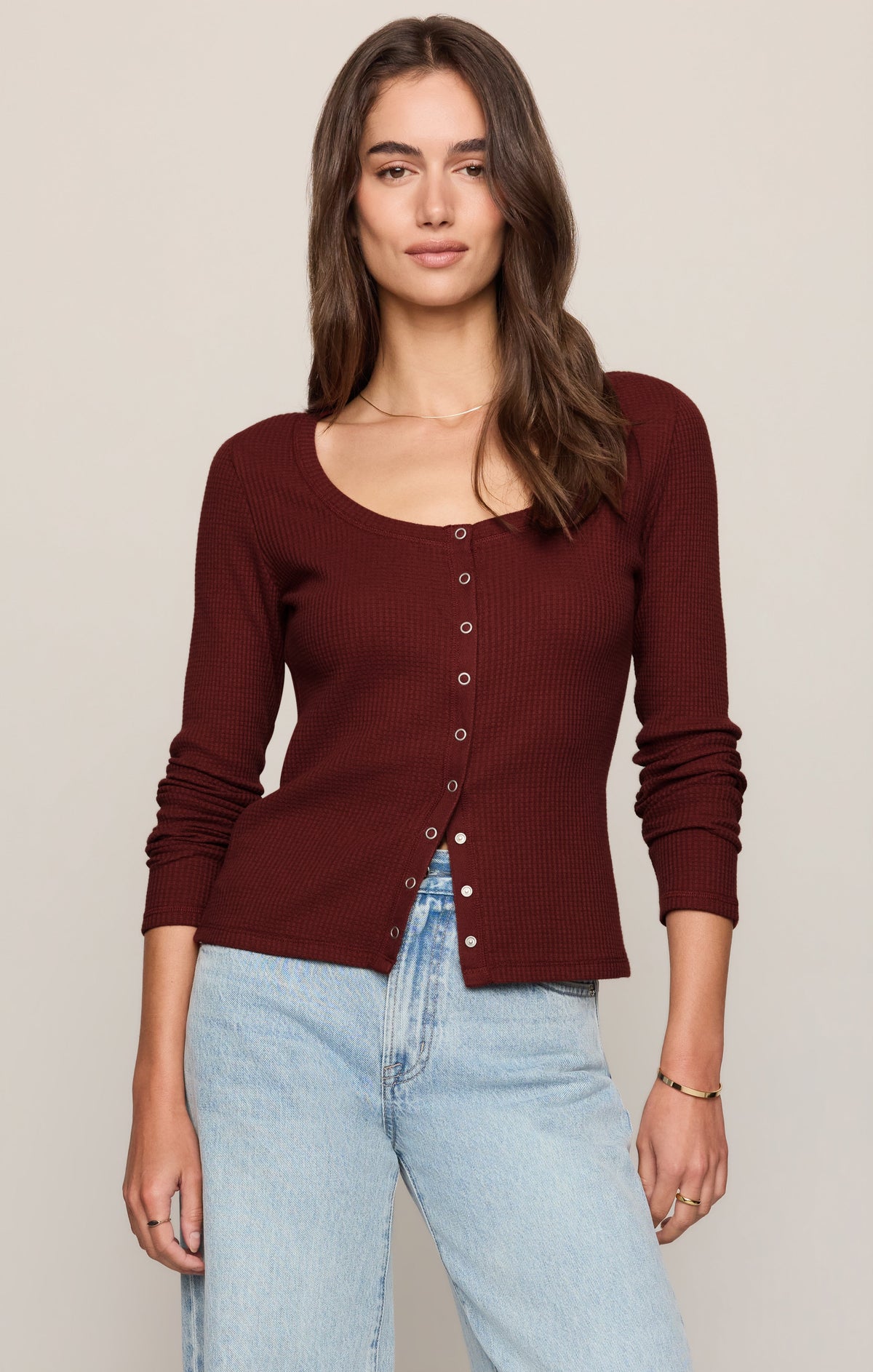 Albany Waffle Snap Front Top