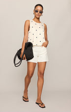 Alice Satin Dot Sleeveless Top