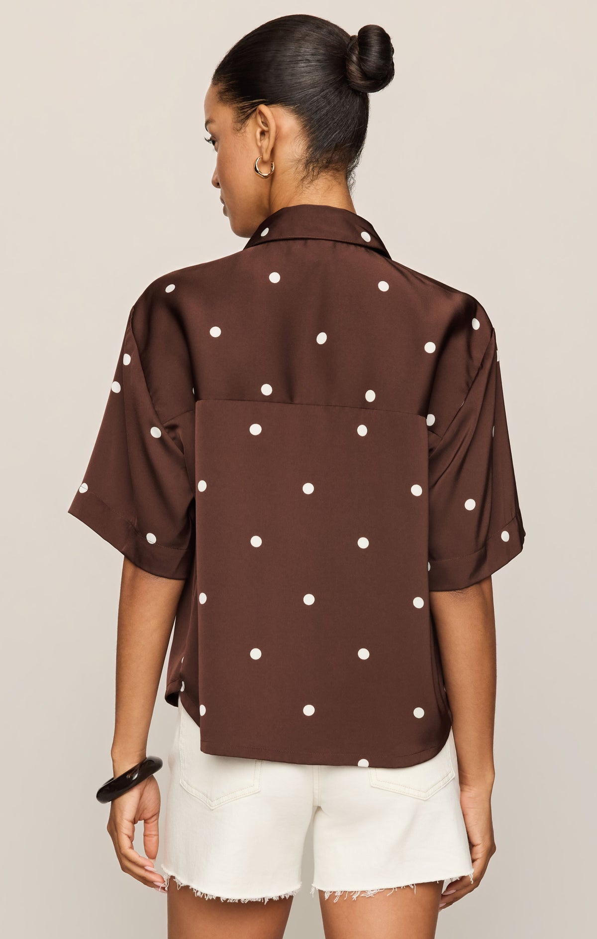 Mari Satin Dot Button Up