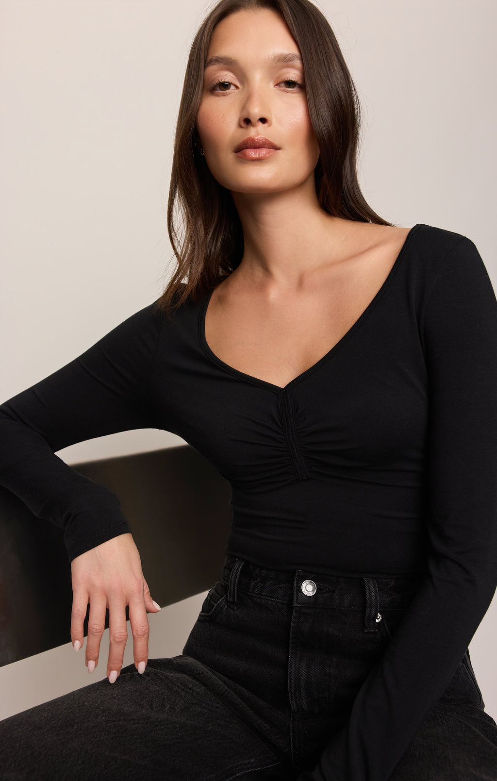 No Regrets Ruched Long Sleeve Top
