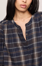 Autumn Plaid Henley Blouse