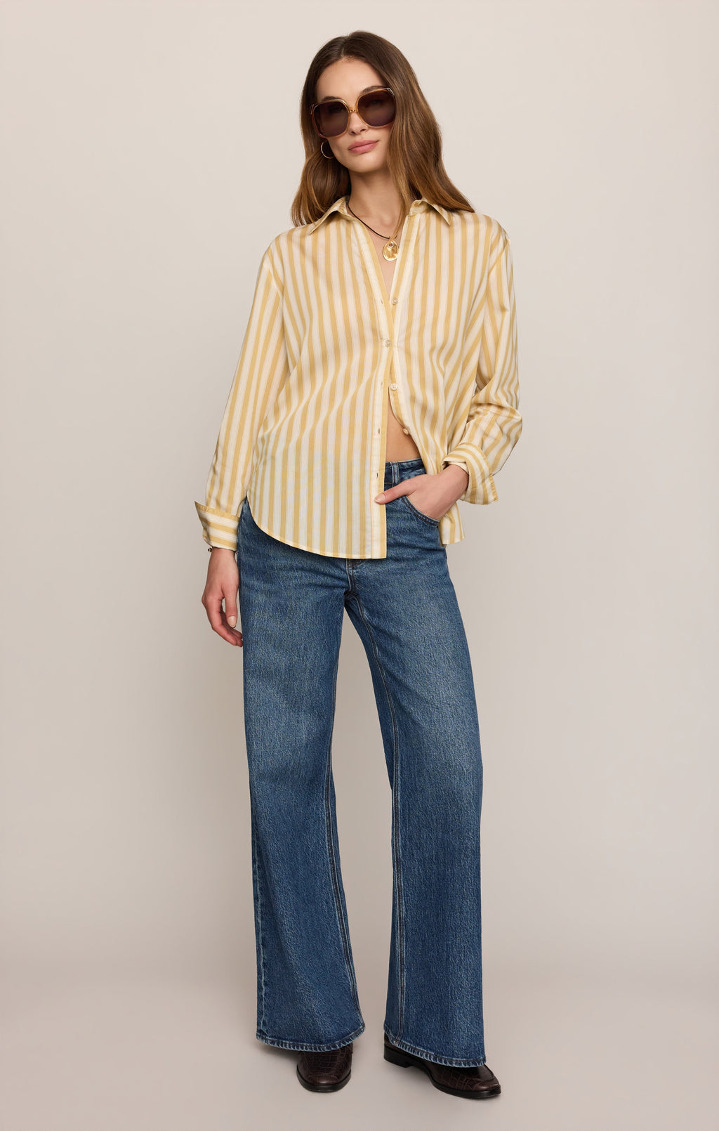 Golden Haven Stripe Button Up