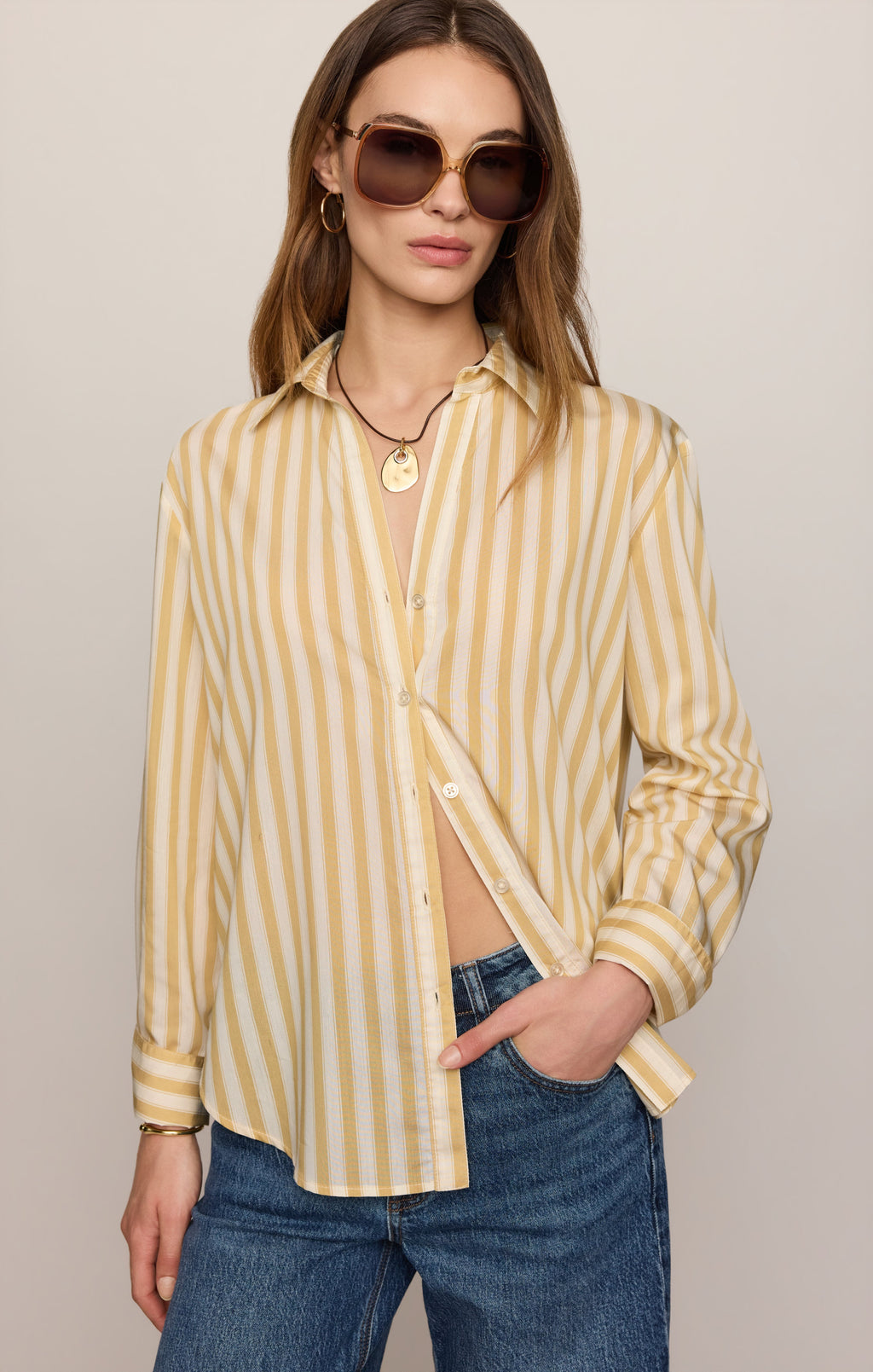 Golden Haven Stripe Button Up