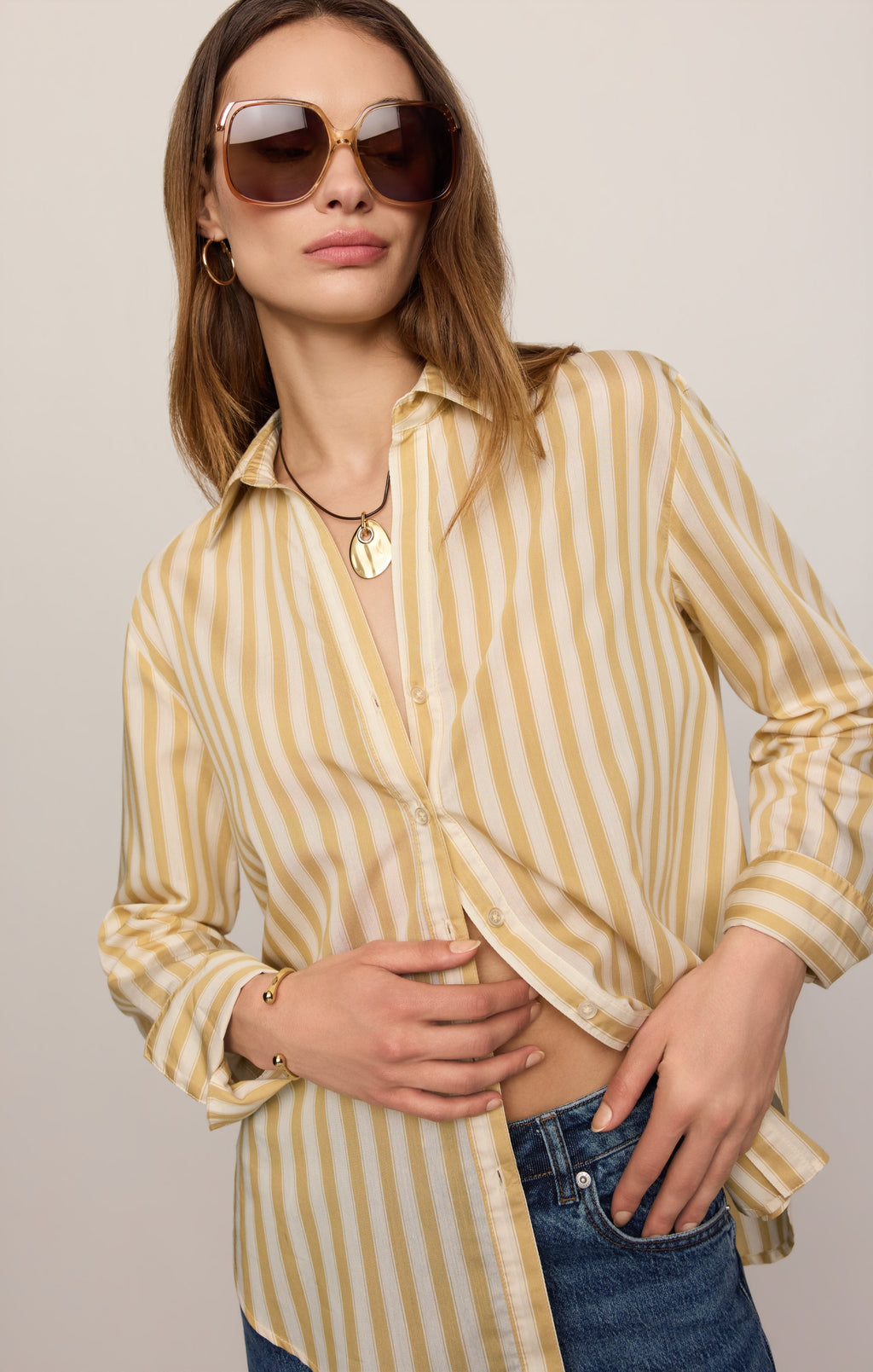 Golden Haven Stripe Button Up