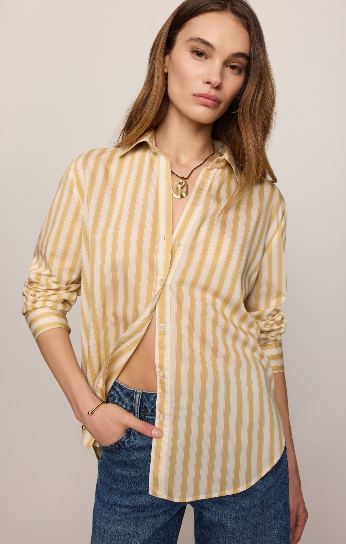Golden Haven Stripe Button Up
