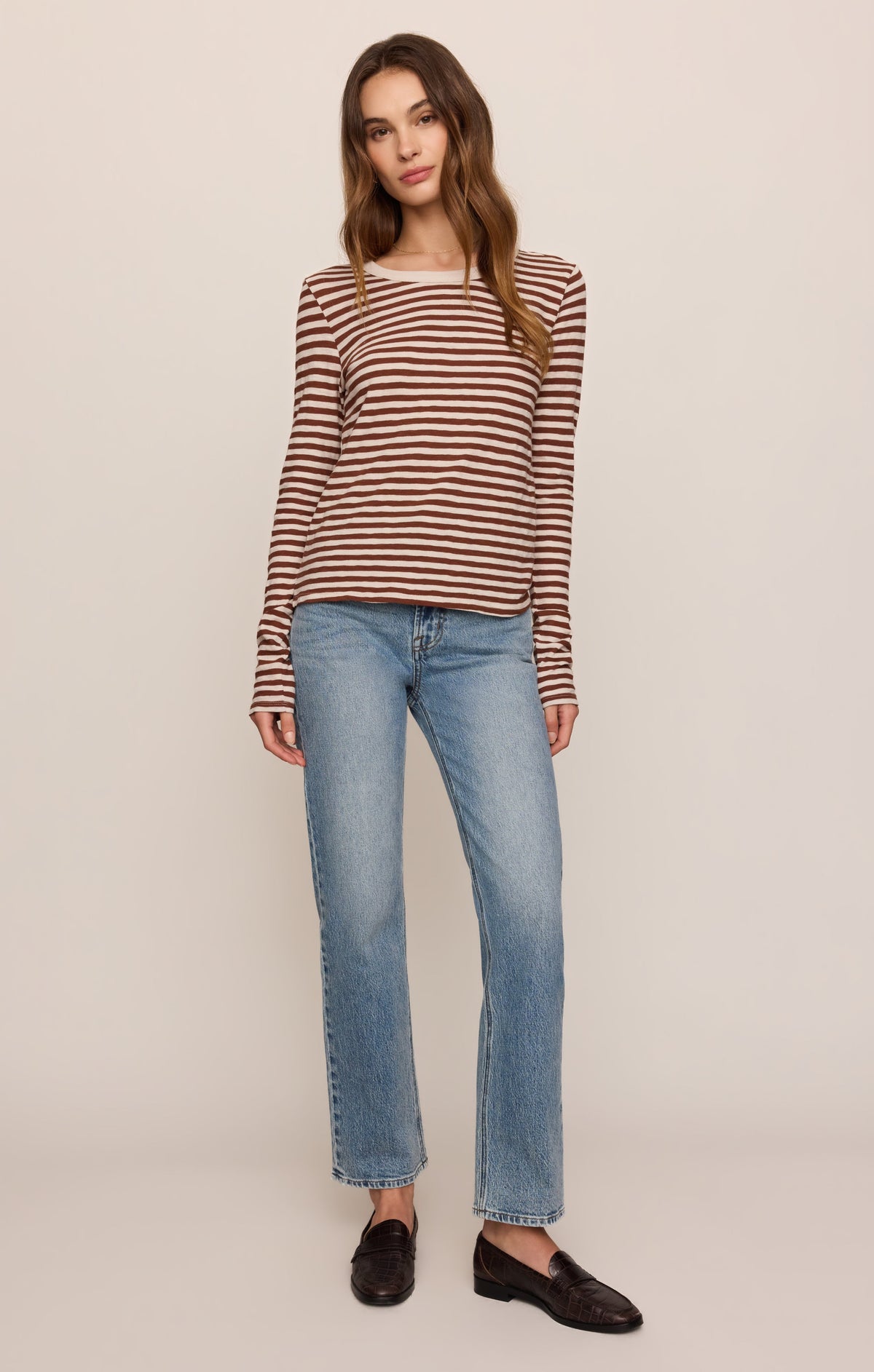 Junie Long Sleeve Stripe Slub Tee