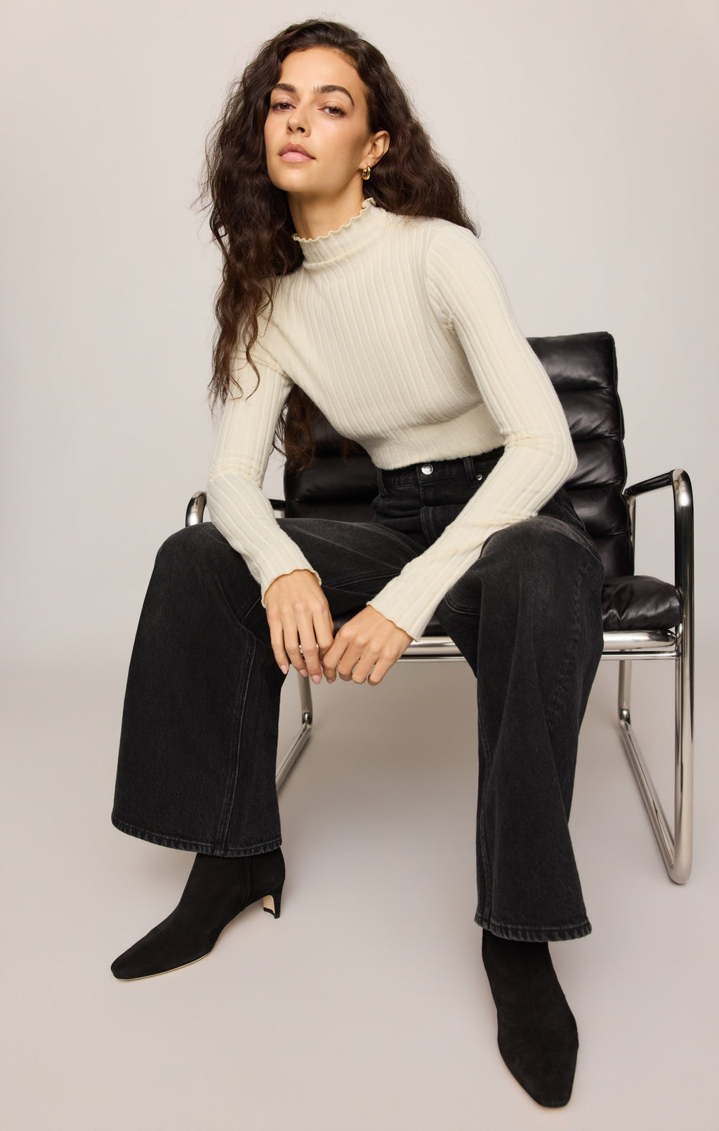Hattie Silky Rib Mock Neck Top