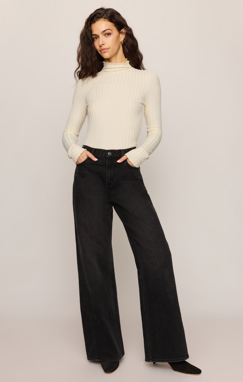 Hattie Silky Rib Mock Neck Top