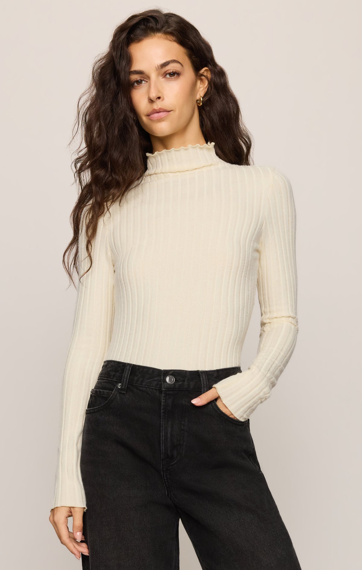 Hattie Silky Rib Mock Neck Top
