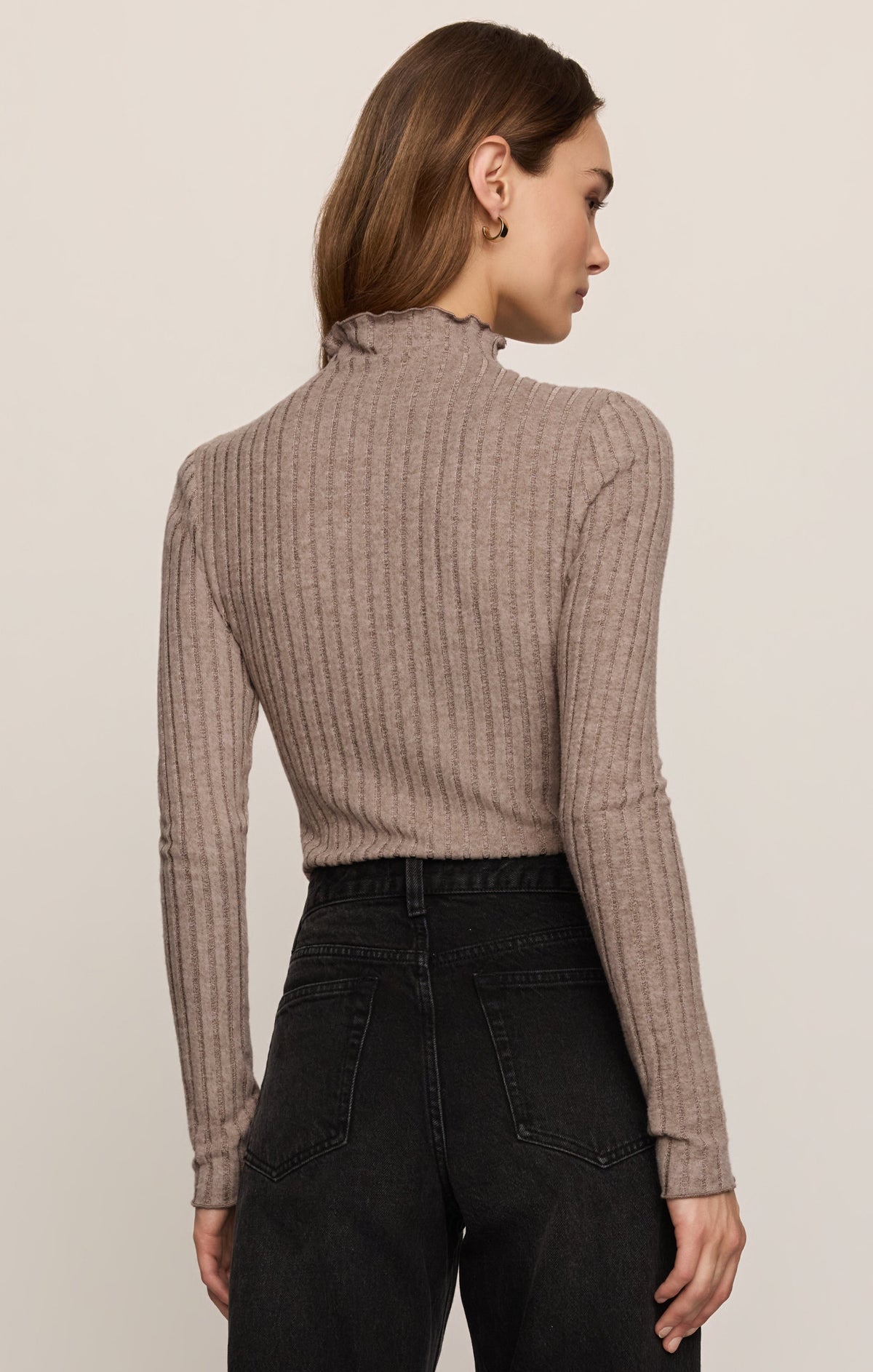 Hattie Silky Rib Mock Neck Top