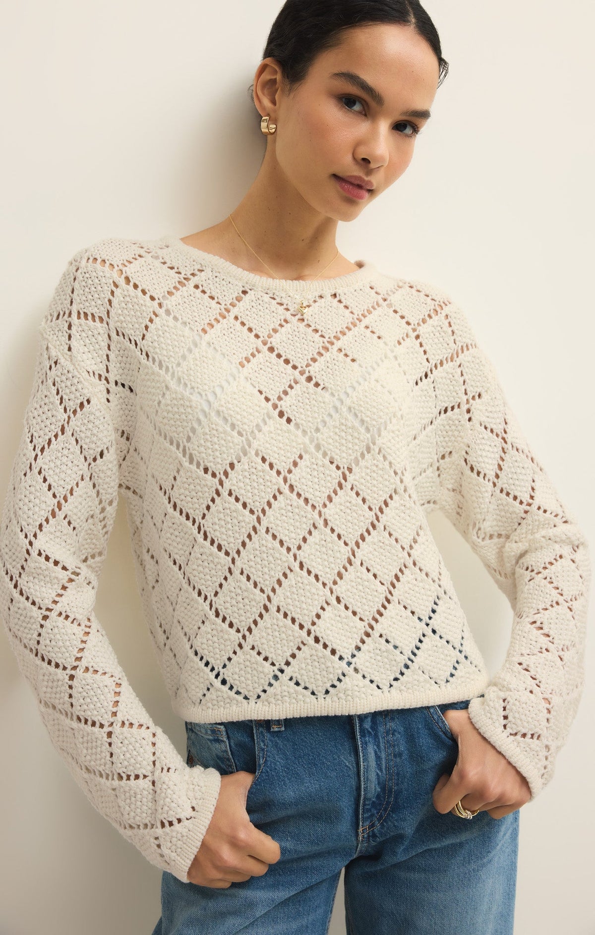 Hullen Diamond Crochet Sweater