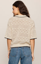Denman Crochet Polo Sweater